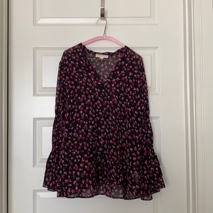 Floral Georgette Bell-Cuff Blouse